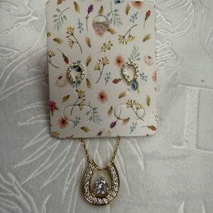Stunning Sterling Silver Horseshoe Necklace and Earring Set